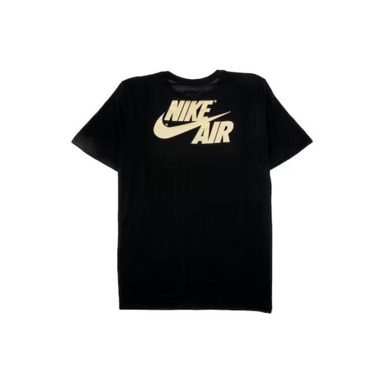 Nike Air Jordan Retro 1 Gold Top 3 Tee Black Men Streetwear BQ3785-010
