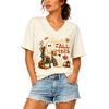 Women's Halloween Print Short Sleeve V-Neck T-Shirt Casual Top
