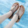 Chic Fairy-Inspired Thick-Soled Women's Flip-Flops with Elastic Band and Rhinestones - Summer 2026 Korean Bohemian Style.