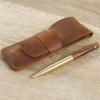 Handmade Genuine Leather Pencil Bag Cowhide Fountain Pen Case Holder Vintage Retro Style Accessories For Travel Journa