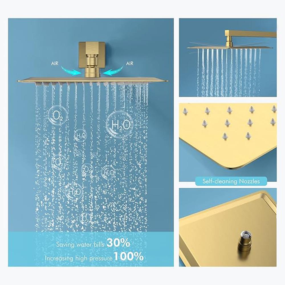 Ultra Thin 8/10/12 Inch Stainless Steel Rainfall Shower Head High Pressure Showerhead Black Golden Celing Mounted Shower Head