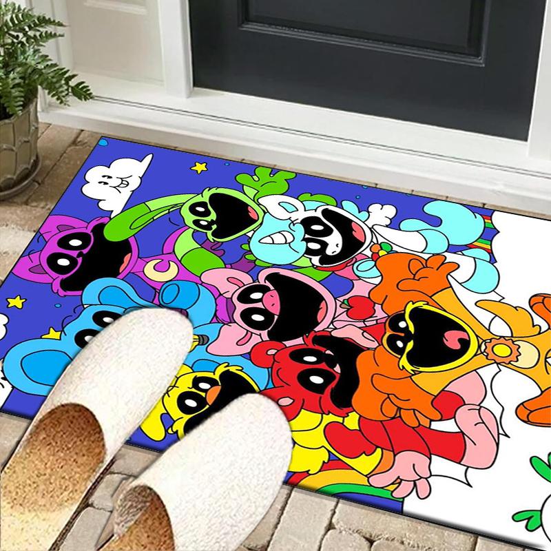 Happy smiling Cartoon Characters Office Rug Chair Mat, Game Carpet, Suitable for Front Door, Bedroom, Living Room, Desk, Holiday Gift