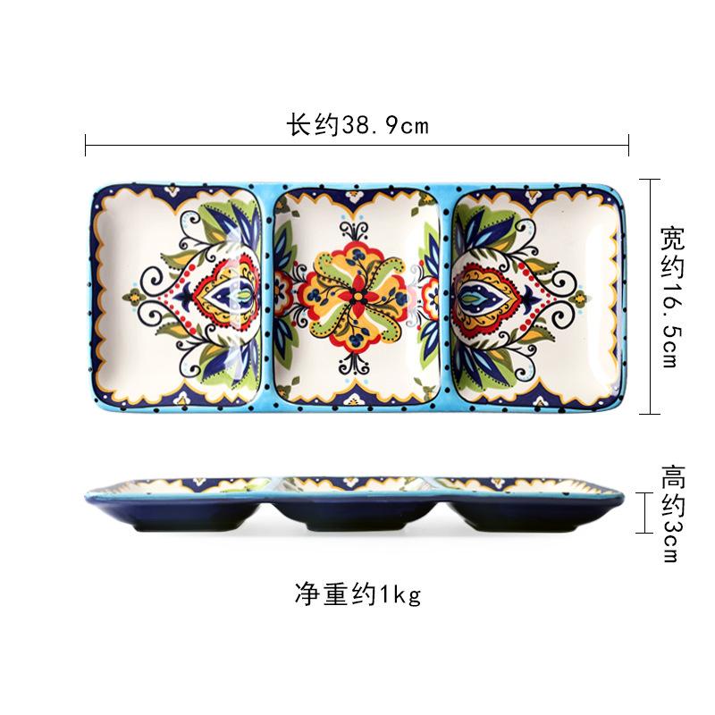 European-style Creative Hand-painted Ceramic Tableware Irregular Western Food Plate Fashion Household Plate Bowl Set Steak Plate