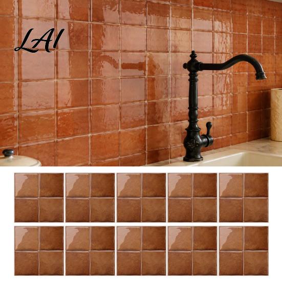 Glossy Finish Retro Tile Decals Square Checkered Wall Tiles Stickers Self Adhesive PET Panels Budget Friendly Refurbishment Easy Peel And
