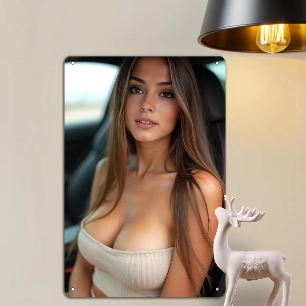 Retro Pinup Metal Wall Art Frameless Vintage Decor Pre Drilled Holes