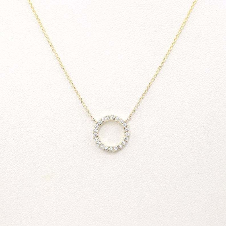 C016 Korean Version New Geometric Collarbone Chain Creative Retro Simple Full Diamond Circle Necklace