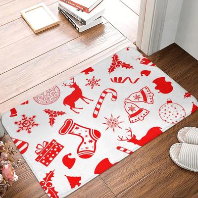 Christmas Theme Entry Mat Cartoon Reindeer Snowflake Non Slip Water Absorbent Entrance Mat Home Decoration