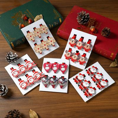 Clips de Madera Creativos de Dibujos Animados Navideños para Decoración Festiva y Exhibición de Fotos