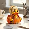 Charmante Entenskulptur mit Haaren, Neuheits-Schmuckstück, Gitarre mit musikalischem Thema, Kreative Musik-inspirierte Figuren-Dekoration, Dekorative Sammlerfigur für