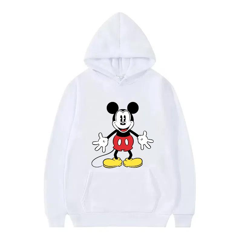 Disney Mickey Mouse Pattern Woman Fleece Sporty Loose Grey Winter Tops Clothing Pullovers Ladies Cheap Hoodies Men Sweatshirts