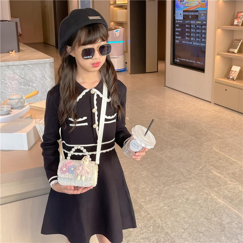 Children's Small Xiaoxiangfeng Pearl Handbag, Girl's Princess Cross-body Fashion Bag