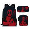 Deadpool Backpack Satchel Pencil Case Three-Piece Set Student Schoolbag Cartoon Children'S Backpack