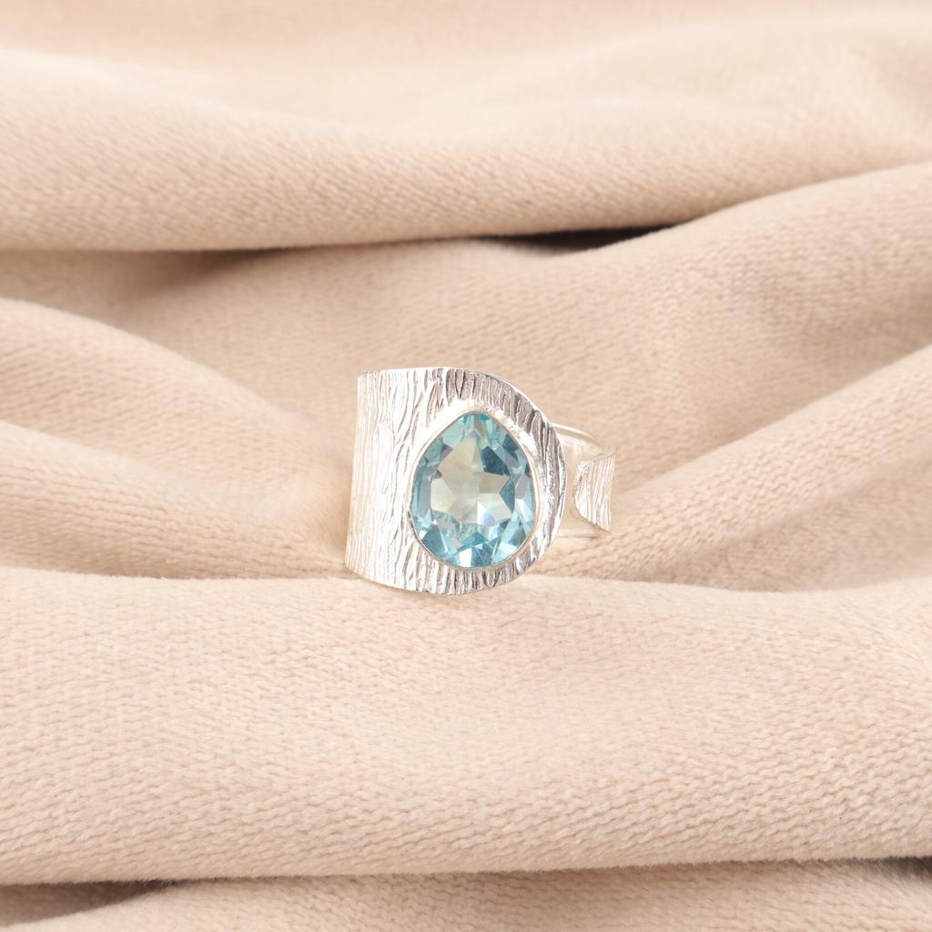 Sky Blue Topaz Gemstone 925 Sterling Silver Jewelry Handmade Ring For Christmas RR-63-4