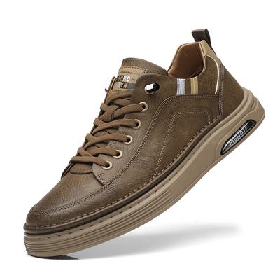 Fashion Spring Autumn Cow Leather Causal Sneakers for Men Fashion New Designer Sports Shoes Male Solid Color Board Shoes Man
