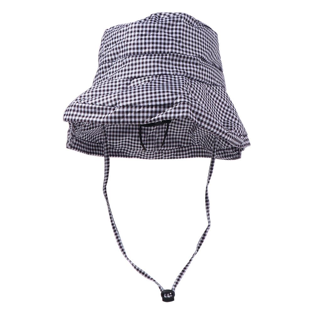 Korean Style Drawstring Bucket Hats Summer Fisherman Hat Fashion Plaid Sun Hats  Travel