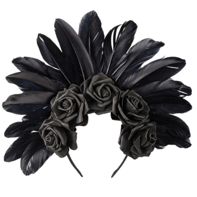 Zartes Feder-Blumen-Haarband für Halloween-Kostümpartys und Maskeraden Festliches Stirnband Party-Haardekoration
