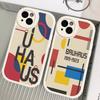 B-Bauhaus Fashion Retro Art Leather Phone Case For IPhone 16 16e 15 14 13 12 11 Pro Max Plus Mini Cover