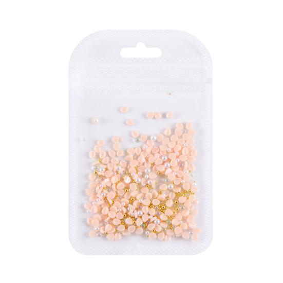 1 Set Flower Petal Nail Art Charm 3D Resin Floral Petal Golden Beads DIY