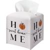 Floral Tissue Box Holder, Fall Florals Leather Tissue Box Cover Square, Autumn Facial Paper Organizer Dispenser Toilet Paper Holder for Bathroom