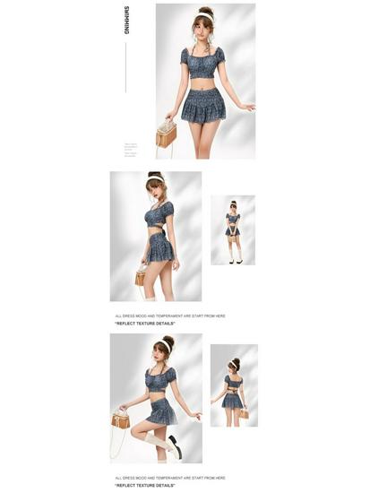 2024 Fresh Fairy Floral Japanese Push-Up Two-Piece Swimsuit for Women