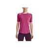 Under Armour Solid Color Round Neck Pullover Sports Fitness Short Sleeve T-Shirt Women Tops Magenta 1360852-678