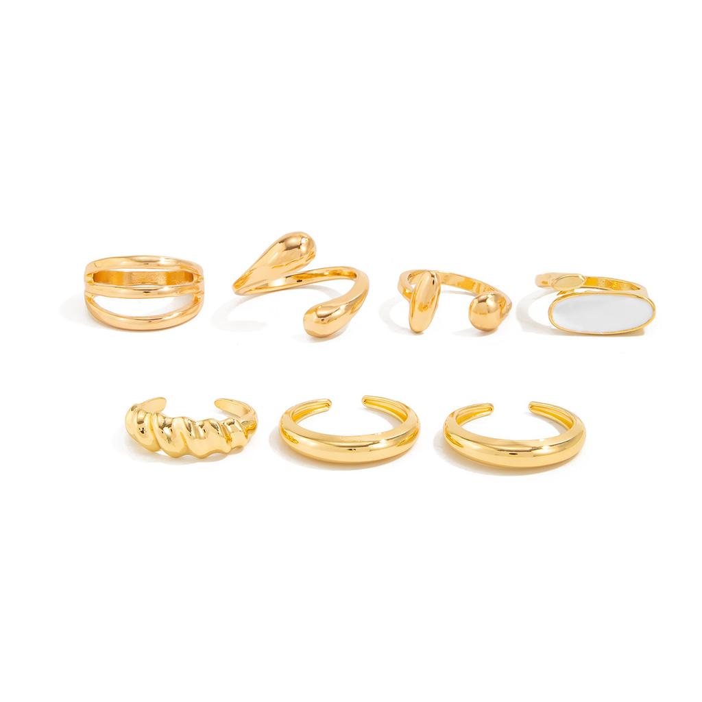 Irregular Liquid Lava Metal Pleated Open Ring, Fashionable Hollow Smooth Joint Ring