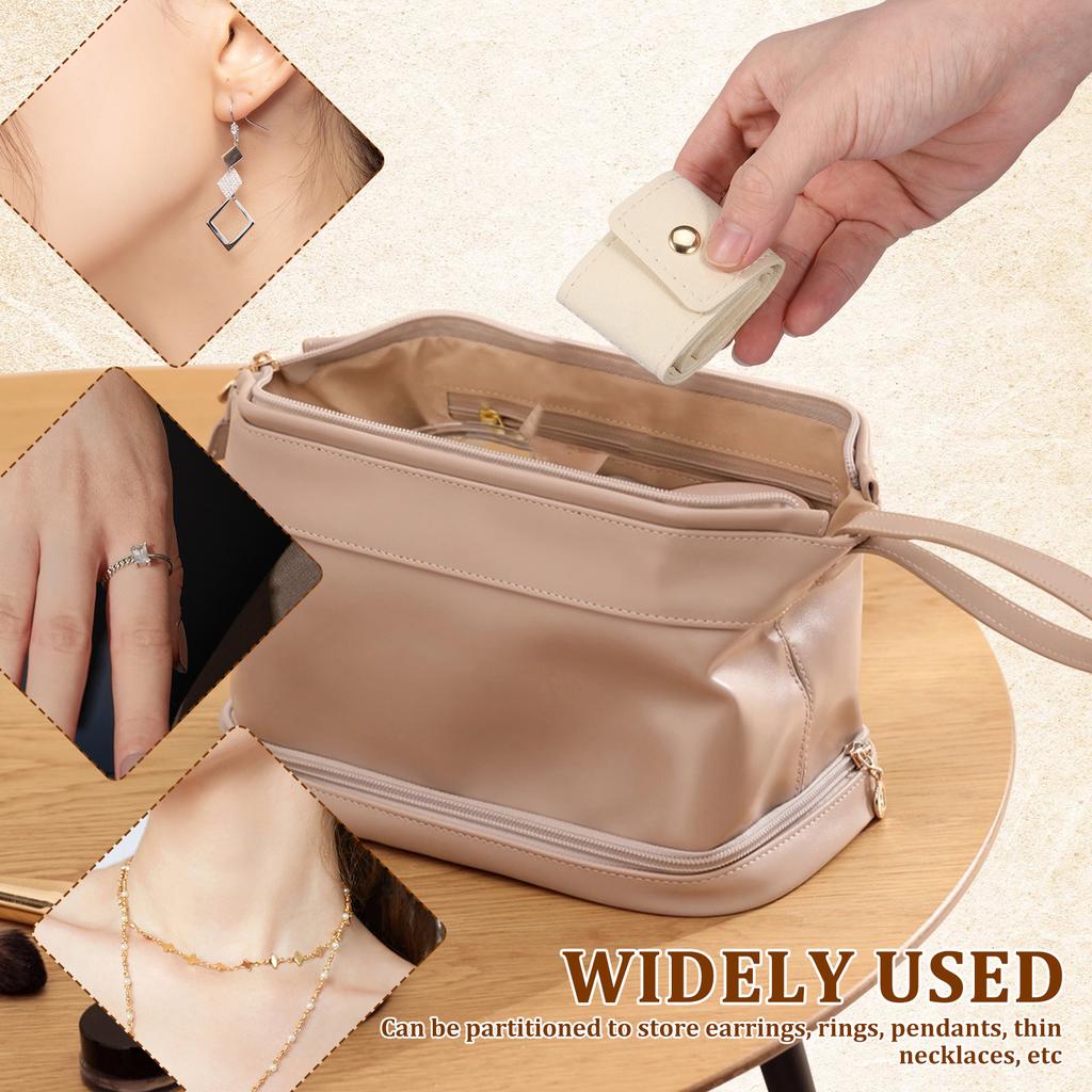 12Pcs Mini Jewelry Bag Foldable Leather Small Travel Jewelry Organizer Case with Metal Buckle for Earring Ring Necklace Storage