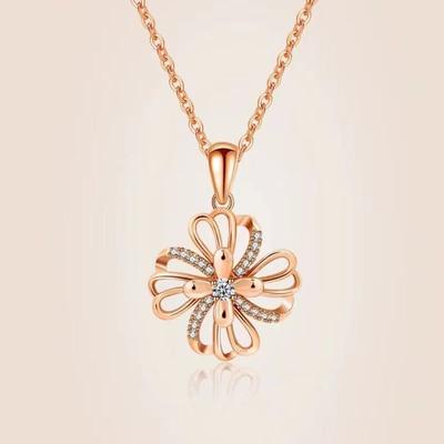 Hohle vierblättrige Kleeblatt-Halskette Damen Nischendesign High-End-Sinn Einfache Reihe Diamantanhänger Schlüsselbeinkette Schmuck