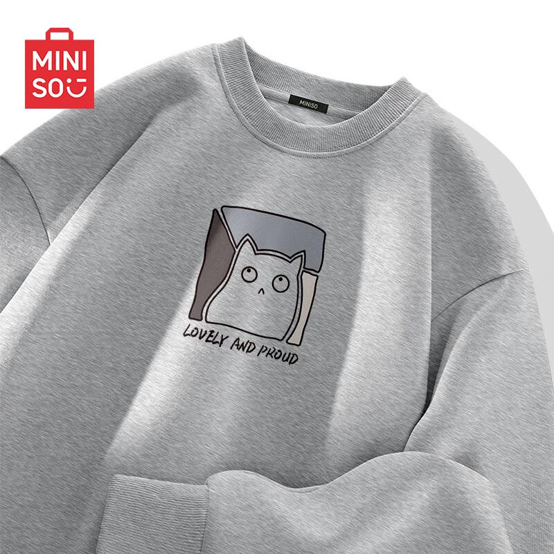 MINISO Men's Heavyweight Round Neck Pullover Sweatshirt