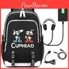 Stilvoller Cuphead Rucksack mit USB-Ladeanschluss für Kinder und Jungen für den Schulgebrauch