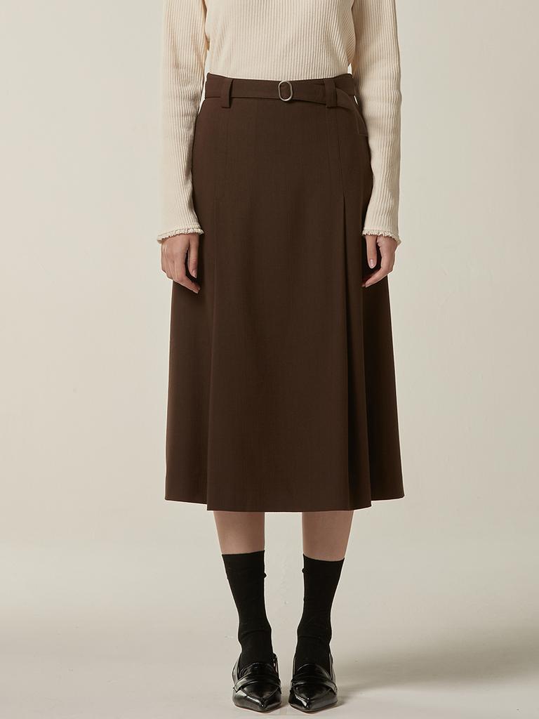 B Muse Mansion Side Tuck Midi Skirt - Light Beige