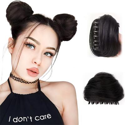 Haarknoten-Haarklammern, synthetische Katzenohr-Kugel-Haarklammern, natürlicher Look, künstlicher Haarknoten, Haarteile, Haar-Accessoires
