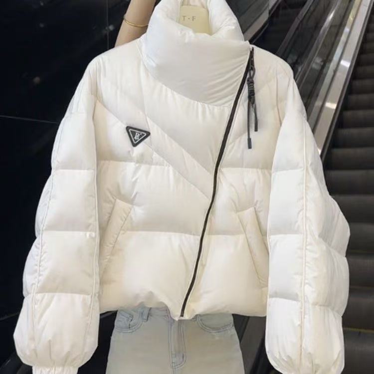 Women Cotton Winter Warm Short Puff Jacket Korean Design Irregular Cotton Coat Trend Loose Thicken Parkas Tide Black White