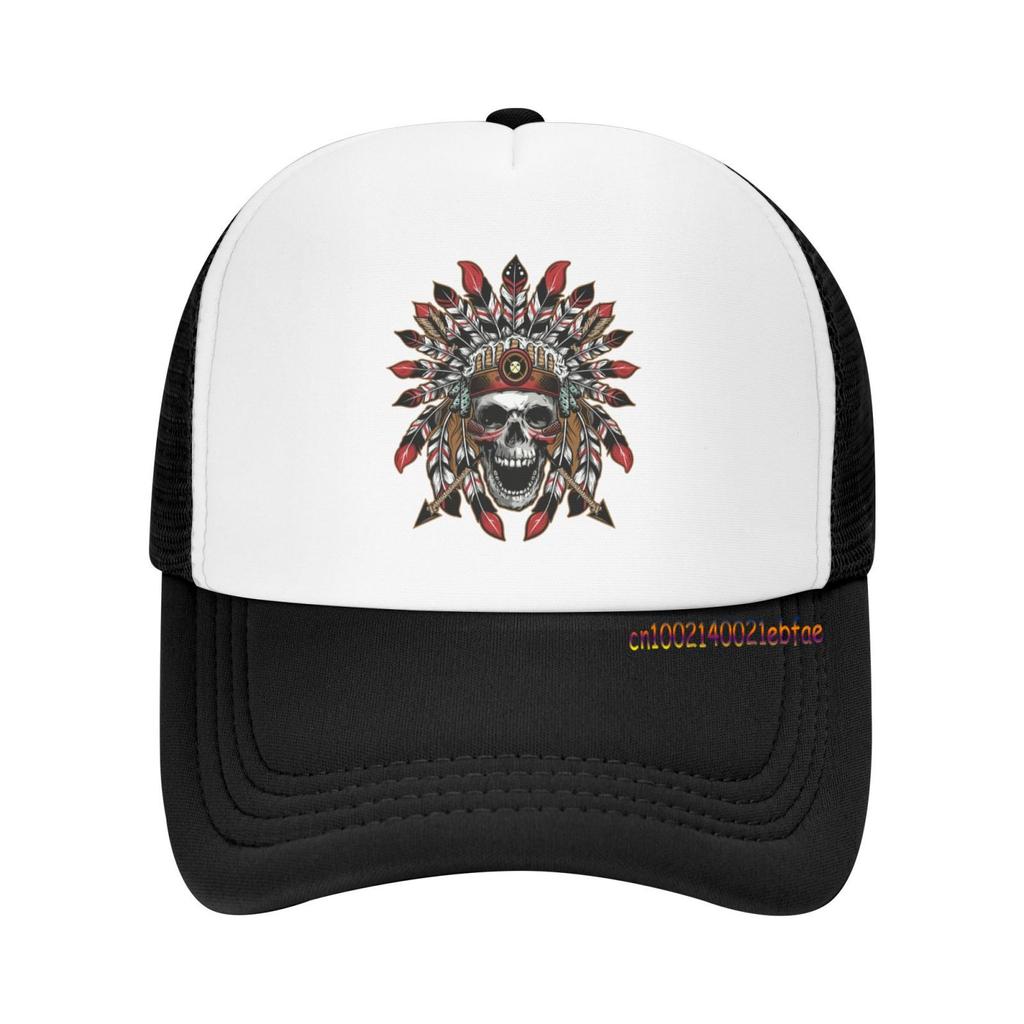 Skull Print Fashion Mesh Baseball Caps Hats Chief Original Hip Hop Snapbacks Brim Bones Gorra Sports Snapback Caps for Unisex Women