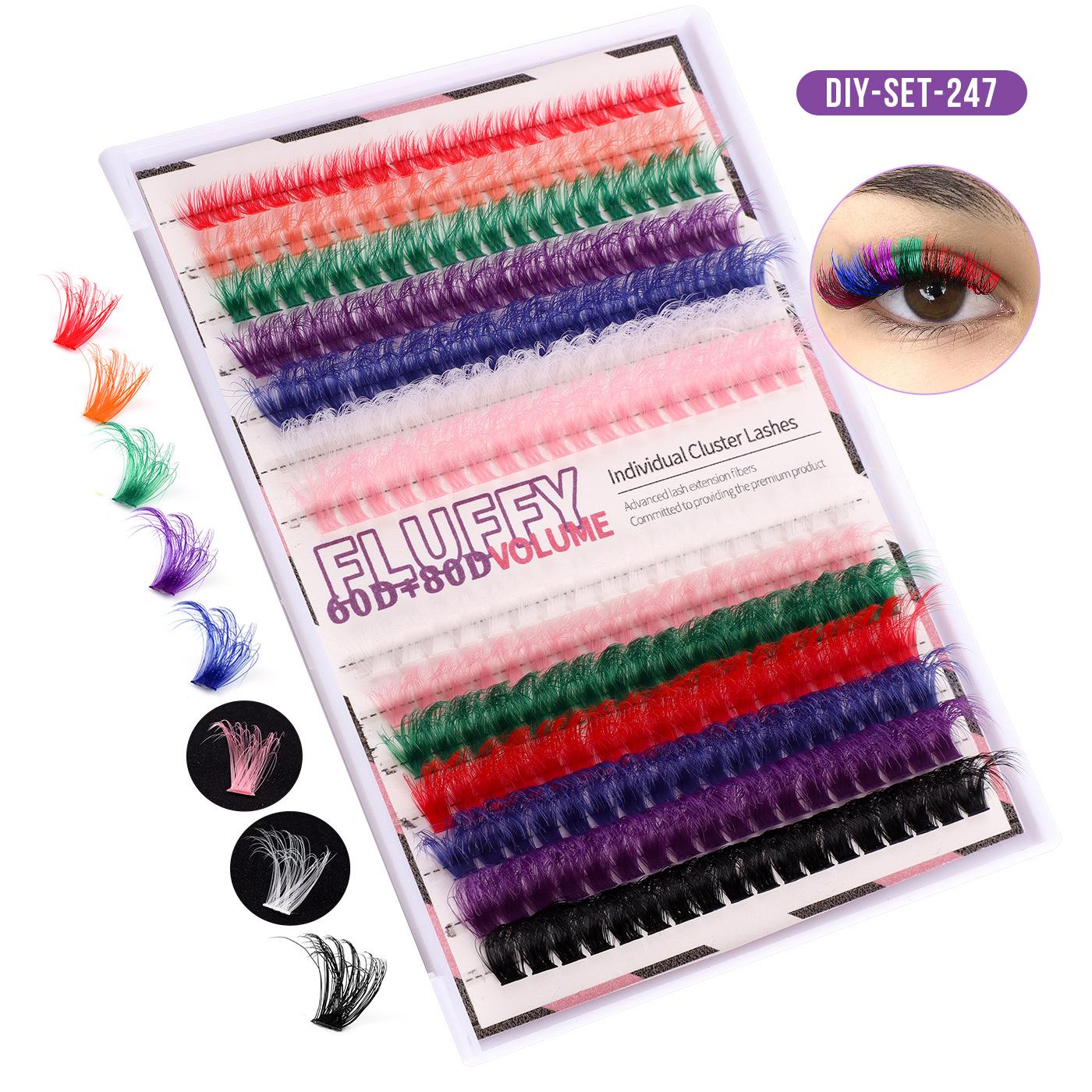 

Halloween 60D80D Color Single-Cluster False Eyelash Set Diy Segmented Natural Thick D-Song Eyelashes