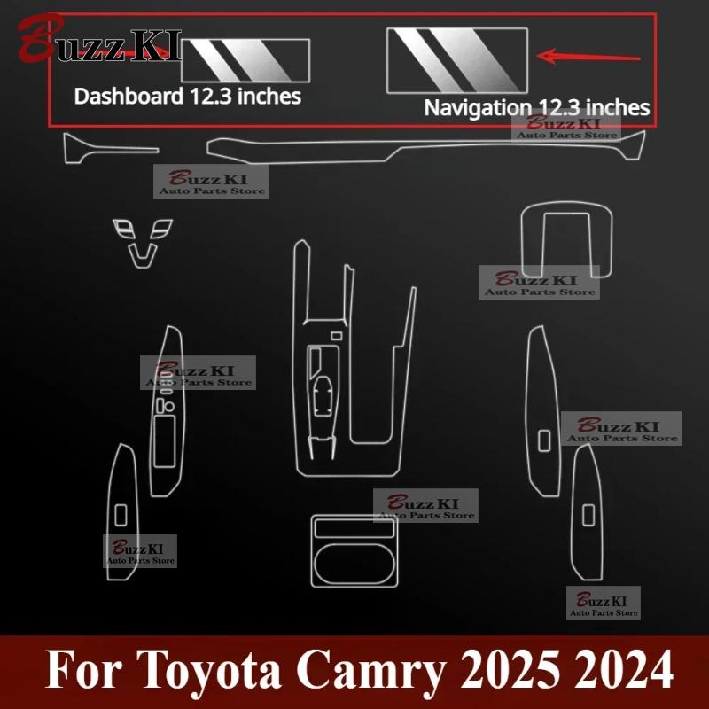 For Toyota Camry 2024 2025 Accessories interior film transparent TPU Gear Panel GPS Center Console PPF Protection repair Sticker