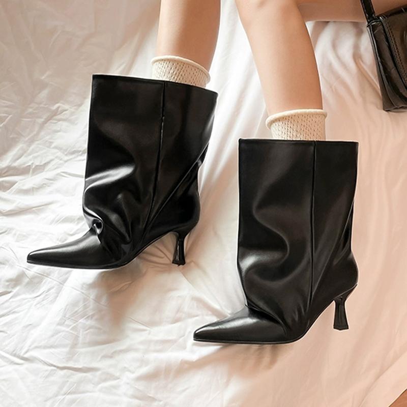 Pointed Toe Women Ankle Boots High Heels Fashion Designer Shoes Winter Dress Luxury Pumps 2025 Dress Goth Chelsea Boots Mujer