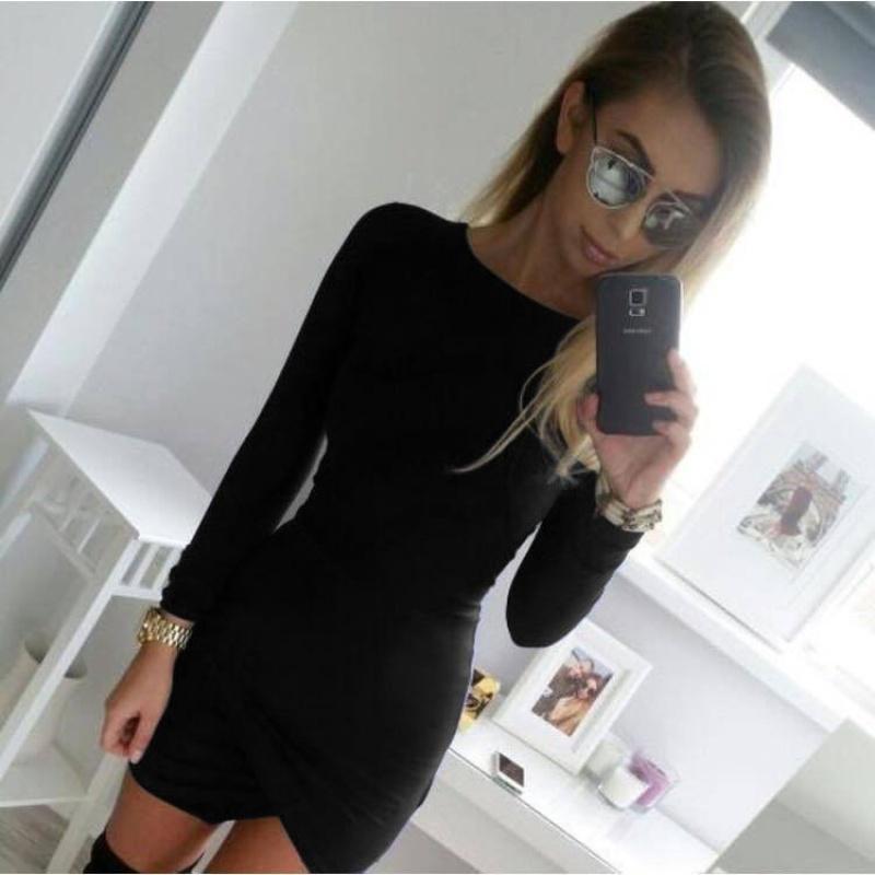 Elegant Women Slim Long Sleeve Mini Dress Bodycon Cocktail Dress Evening Party
