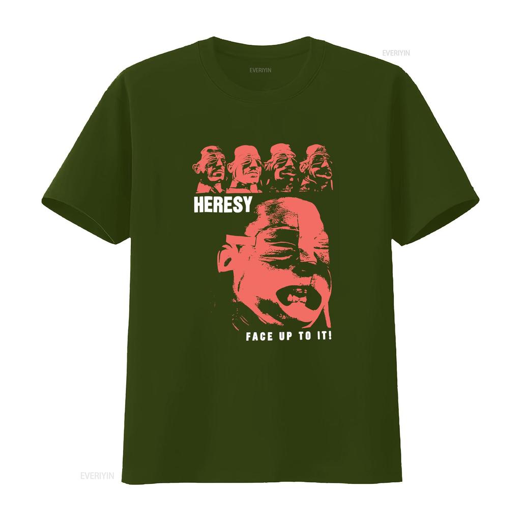 Vintage Heresy Band T Shirt FACE UP TO IT Design Heavy Cotton Black Sizes S 5XL AA298 vintage Washed graphic streetwear Casual