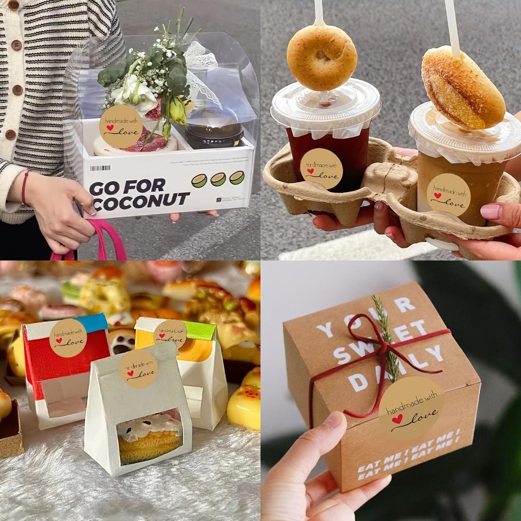 500 Stickers Per Roll, Kraft Paper Self-Adhesive Round Decorative Labels for Handmade Baking, Envelope Sealing, Crafts, Gift Bags, PVC, Durable, Non-D