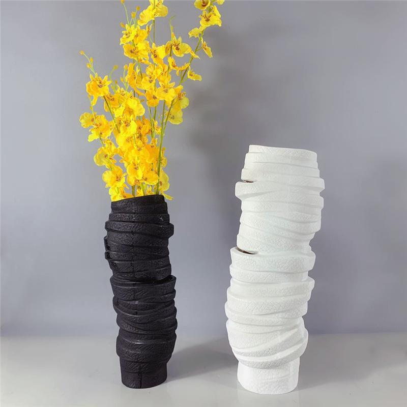 

Resin Vase Spiral Hollow Geometric Lines Resin Handicraft Ornaments Flower Arrangement Accessories Home Decoration Vases Pots