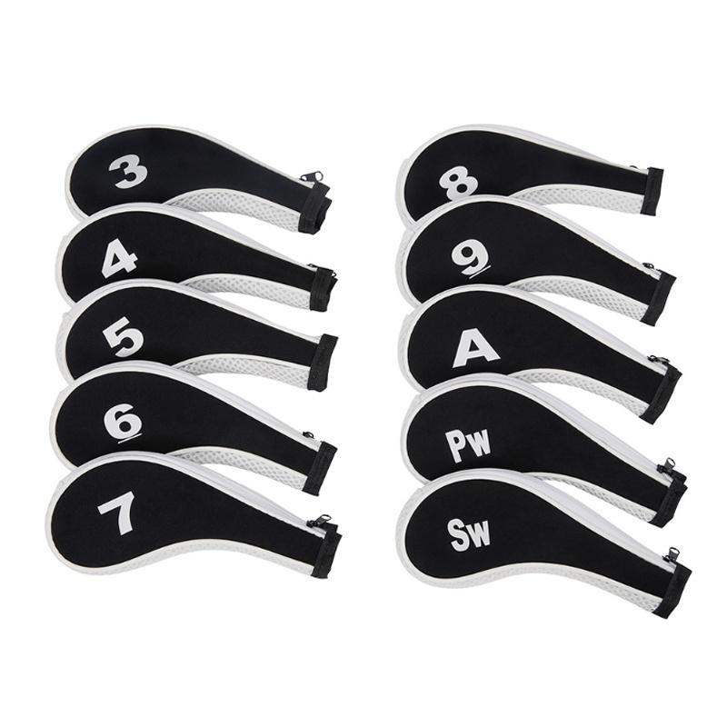 

Golf 10pcs Clubs Iron Head Covers Headcovers With Zipper Long Gift Neck