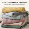 Summer Cooling Cotton Waffle Weave Blanket 150x200cm Bed Blanket Lightweight Cotton Bedspread for Sofa and Bed