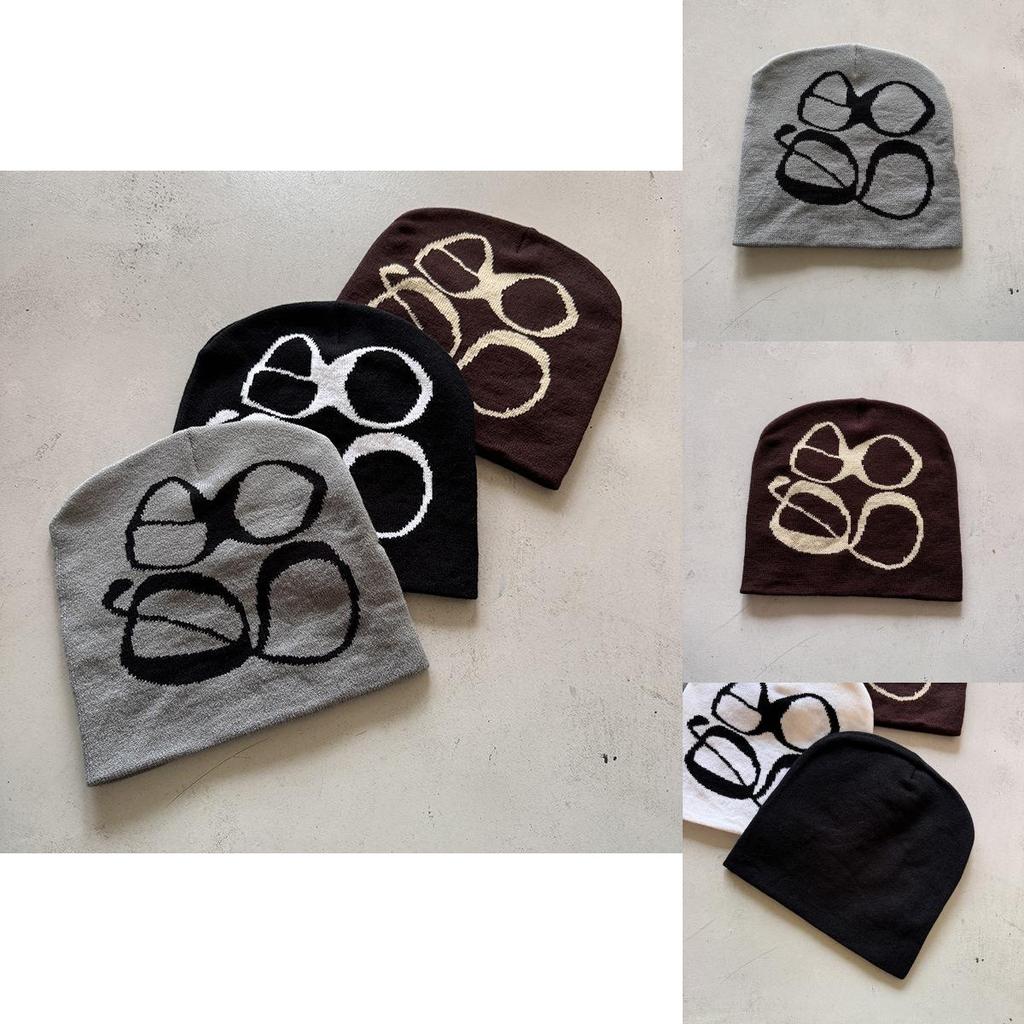 Fall Winter Knit Hat With Letter Embroidery In Acrylic For Casual Streetwear