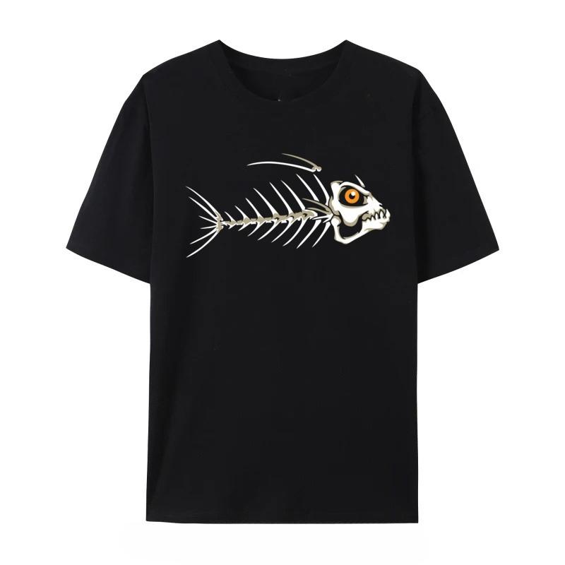 HOT SALE Fish Skeleton Skeleton Custom Plain Funny T-shirt Cotton T-shirt Party T-shirt Large Neutral T-shirt Men's Clothing