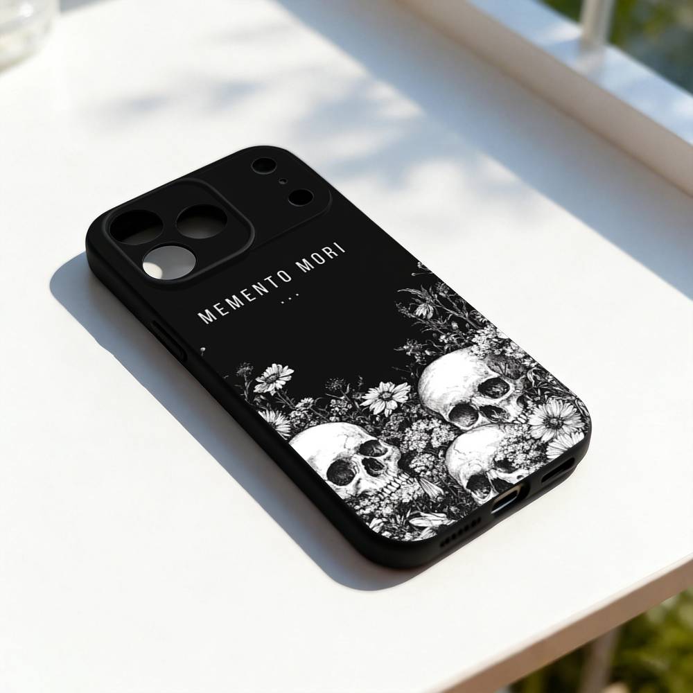 

Memento Mori Cool Phone Case For iPhone 11,12,13,14,15,16,17,Pro,Max,Plus,E,SE4,Air,Mini Black Soft Cover iPhone13mini