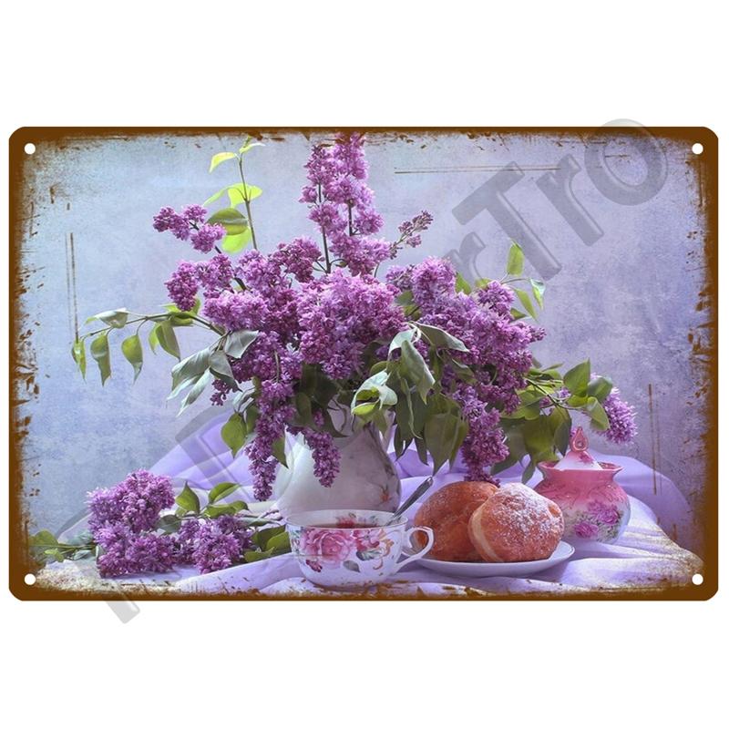 Retro Tin Sign Poster Garden Vintage Wall Poster Metal Sign Decorative Wall Plate Flower Plaque Metal Vintage Decor Accessories
