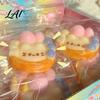 Portable Stress Reliever Kitten Egg Tart Squeeze Toy Relieving Cartoon Fidget Toy Soft Stretchy Fake Food Ball Sensory