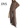 Lightweight Casual Outfit Women's Two-Piece Oversized 3/4 Sleeve Pullover Top And Spring Autumn Fashion Wide Leg Pants Set Fall Loose Lounge