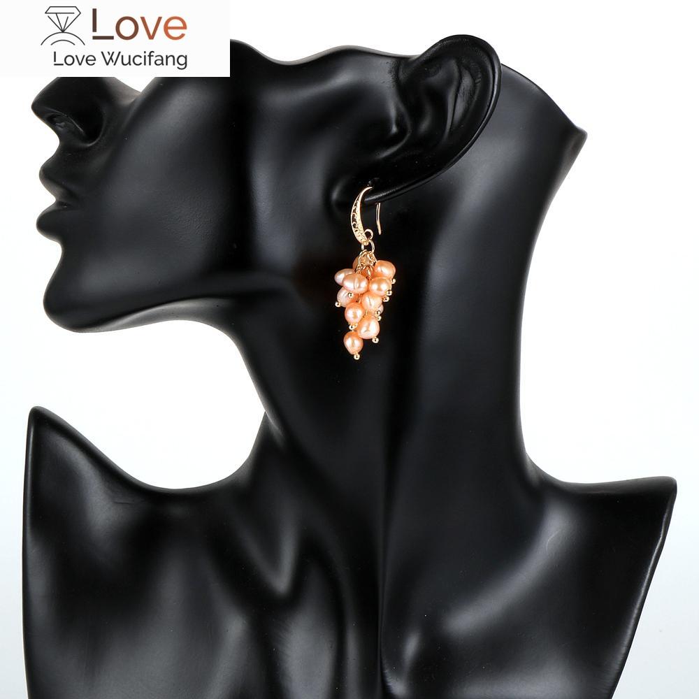 

Женские серьги с подвесками из натурального пресноводного жемчуга винограда белого, розового, фиолетового, черного барочного жемчуга, французские медные серьги-крючки